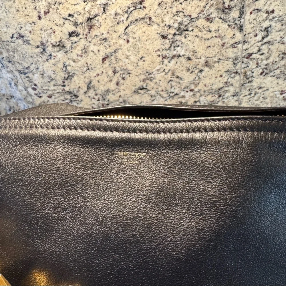 Jimmy Choo Black Hobo Bag with Gold Chain
